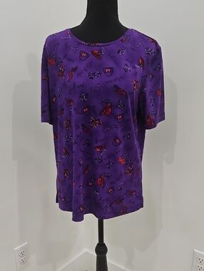 NAPPA VALLEY Purple Short-Sleeve Printed Women's Top. Size M